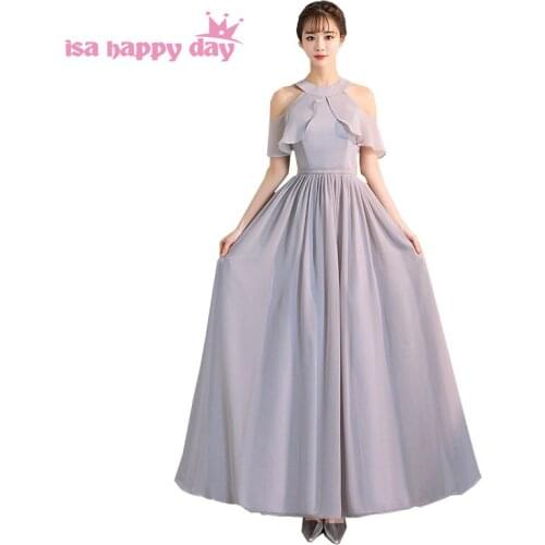 Vestidos festa 2020 womens fashion bride long formal latest evening dresses gray chiffon gown engagement dress designs H4192