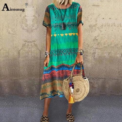 Plus size 5xl Women Elegant Long Dress Short Sleeve O-neck Boho Printed Party Dresses 2020 Summer Ladies Casual Loose Maxi Dress