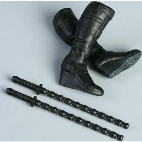 1/6 NRTOYS NR32 Female High Heels Black Boots with Electric Baton Model Fit 12'' Action Figure Body