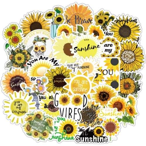 10/30/50PCS Creative Cartoon Cute Sunflower Waterproof Graffiti Suitcase Skateboard Guitar Toy Decoration Sticker Wholesale
