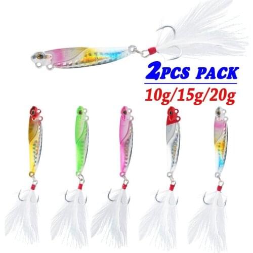 2PCS VIB Spinner Fishing Lures With Feather Sinking Bait Artificial Hard Fish Lures Wobblers Fishing Tackle 10g/15g/20g