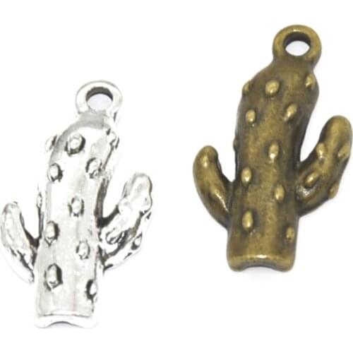 25pcs/lot Antique Silver Color Cactus Charms DIY Alloy Jewelry Findings 17x8.5mm