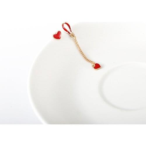 2020 Fashion New Temperament Earrings Hot Air Balloon Asymmetrical Red Love Pearl Drop Glaze Girl Korean Earrings Brincos