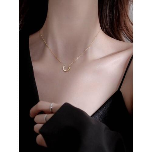 925 sterling silver jewelry with exquisite luxury zircon clavicle chain moon necklace 2021 for female birthday party gifts