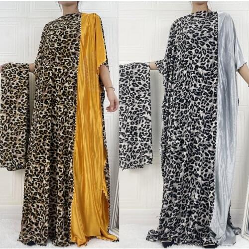 Arabia Dashiki Dress Leopard Print Bohemia Hijab Loose Elegant Muslim Abaya caftan Gowns Broder Riche Sexy Lady Party maxi beach