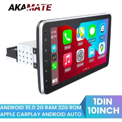 AKAMATE 1din Android Car Radio Car Apple Carplay Android Auto WIFI 4G Version 2GRAM 32G ROM 10Inch Bluetooth Wifi FM Car Radio