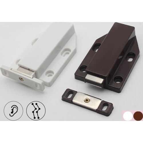 2sets Magnetic Cabinet Catch Door Stopper Push to Open Touch ABS Drawer Buffer Damper big size cupboard Brown/White furniture
