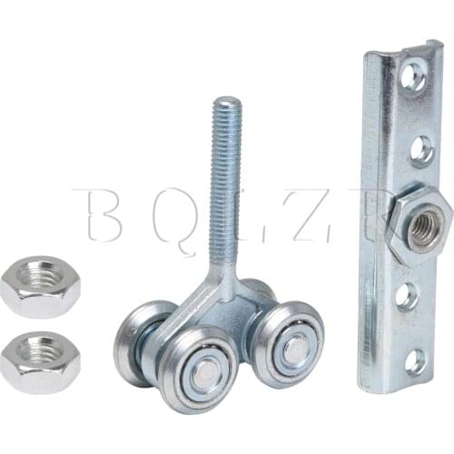 BQLZR 24mm Wheel Dia Steel Rail Hanging Trolley Wheel Sliding Track Roller Load-bearing 90kg w/Nuts H4-3 for Barn Door Home