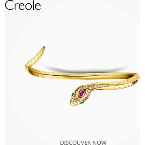 Bangle Mysterious Curved Golden Snake 925 Sterling Silver 2021 Brand New Fine Jewelry Bracelet Vintage Elegant Gift For Women