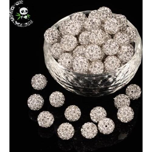 8mm 10mm Grade A Pave Disco Ball Beads Round Polymer Clay Rhinestone Beads for Jewelry Making DIY ,Hole: 1mm