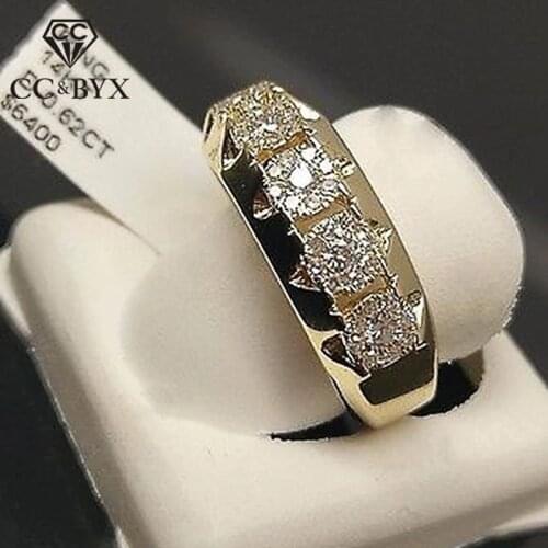 CC Rings For Men And Women Cubic Zirconia Classic Jewelry Bridegroom Wedding Engagement Ring Gold Color Drop Shipping CC2289