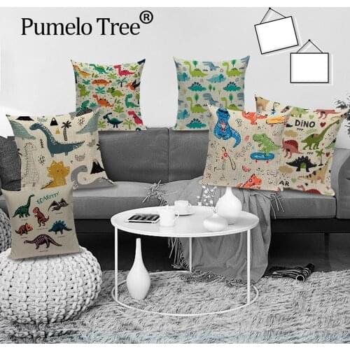 Cartoon Animal Cases Pillows Colorful Jungle Dinosaur Cushions for Living Room Pillowcase for Pillows Decorative Cushion Covers