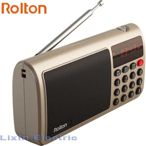 Rolton T50 FM Radio Portable World Band Radio FM/AM/SW Radio Mp3 Speaker WAV Music Player TF Card And Flashlight for PC iPod