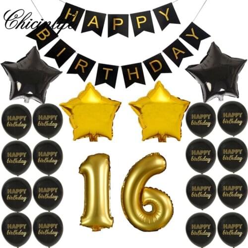 Chicinlife 1set Happy Birthday Adults Banner Garland 21 30 40 50th Balloons Birthday Anniversar Party Kits Decorations Supplie