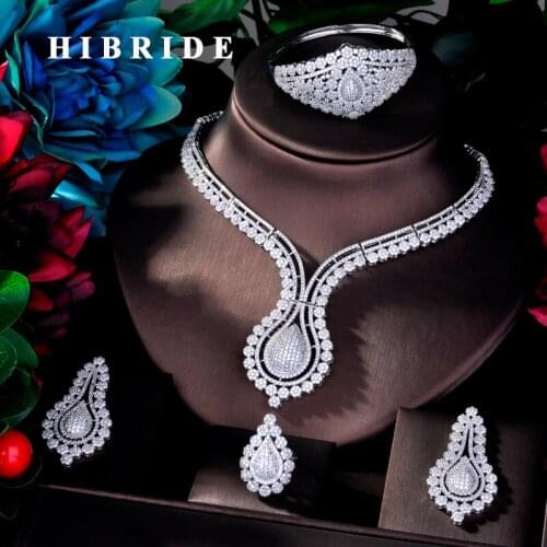 HIBRIDE Fashion Jewelry AAA Cubic Zirconia Dubai Bridal Jewelry Sets For Women Wedding Party Accessories Jewelry N-769