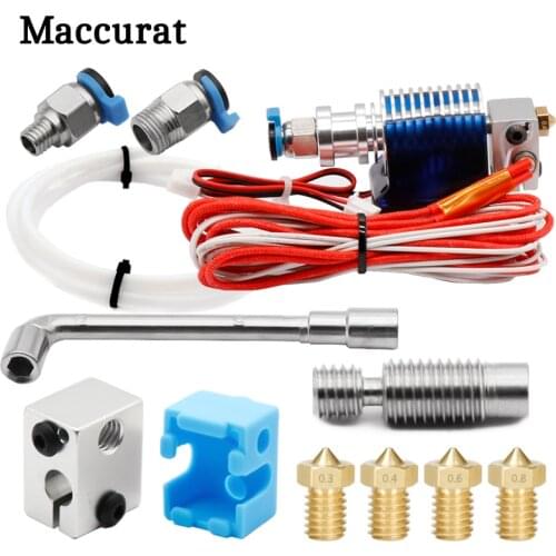 3D Printer J-head Hotend with Single Cooling Fan for 1.75mm/3.0mm 3D v6 bowden Filament Wade Extruder 0.3mm/0.4mm/0.8mm Nozzle