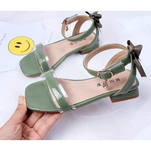 JY Children Girls PU Princess Sandals Shoes Flat Casual Back With Bowknot 26-36 3Colors P14
