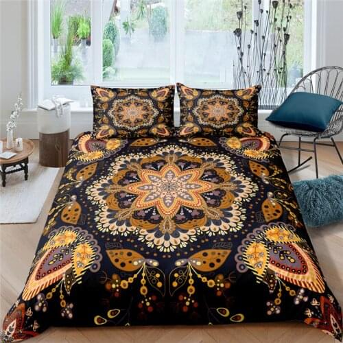 Home Living Luxury Gold Mandala Print 2/3Pcs Duvet Cover Set Pillowcase Queen Size and King Size Kid Bedding Set EU/US/AU Size