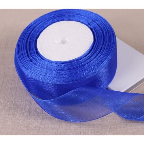 12/15/20/25/40/50mm Royal Blue Transparent Organza Ribbons DIY Crafts Fabric Christmas Wedding Birthday Party Decoration Ruban