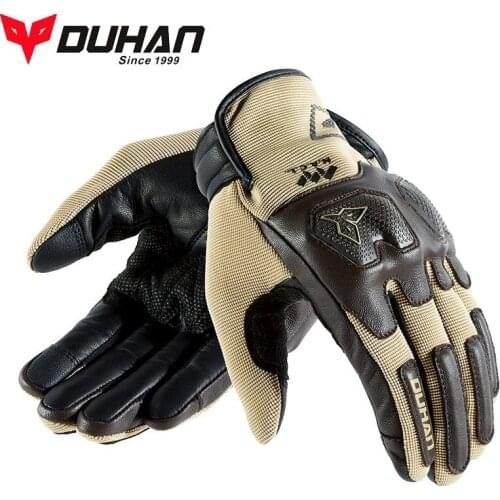 Summer Breathable Mesh DUHAN Motorcycle Gloves Rider Ridding glove Leather touch screen Anti-fall Wearable Tear resistance TPU