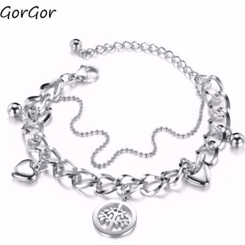 GorGor Hot-selling Personality Multi-layer Love Exquisite Workmanship Stainless Steel Titanium Steel Womens Bracelet 1037