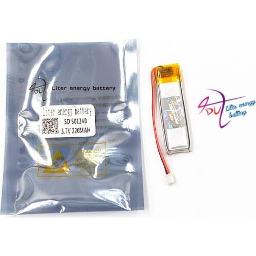3.7V 220mAh Lithium Polymer LiPo Rechargeable Battery 501240 JST 1.25mm 2pin For Mp3 GPS PSP bluetooth headphone electronic part