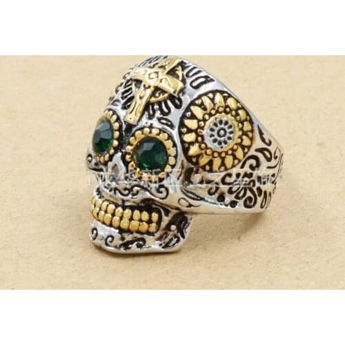 Male gem new personality ring boy Explosion models foreign trade mens skull ring manufacturers free shipping