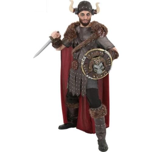 Men Viking Pirate Costume for kid Brown And Cool Suit For Carnival Party Cosplay halloween Viking Leader Decoration Outfits