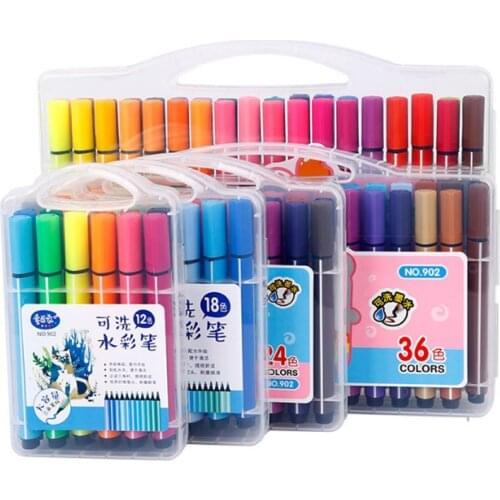 12/18/24/36/48PCS Creativity Washable Watercolor Pen Set Painting Pencil Children Drawing Crayons Student Oil Paint Brush Crayon