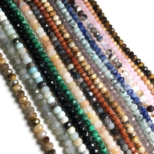 Faceted Natural Stone Beads Round Beads Chrysolite Crazy Agates for Jewelry Making DIY Bracelet Necklace Accessories Size 4x6mm