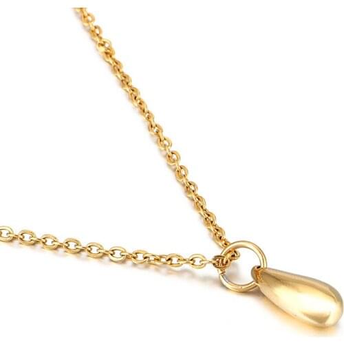 Titanium steel smooth water drop necklace simple drop water pendant necklace clavicle chain