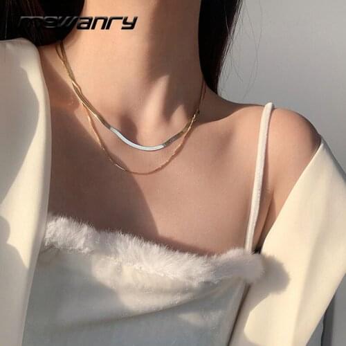 Mewanry 925 Sterling Silver Double Clavicle Chain Necklace Fashion Elegant Simple Design Party Jewelry Birthday Gifts for Women