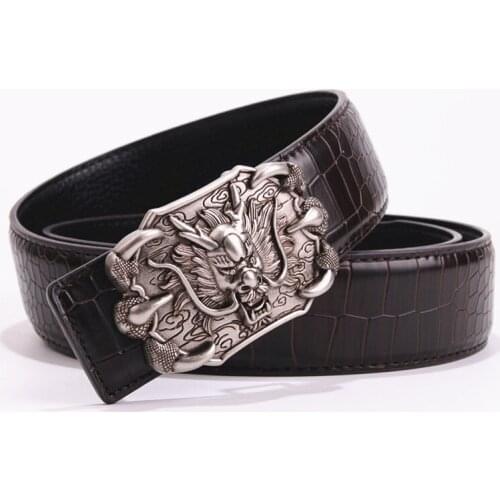 2017 Mens Top Belt Crocodile Tattoo Genuine Leather Mens Belt Luxury Tap Belt Free shipping