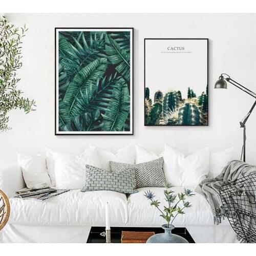 Nordic Style Tropical Green Plant Canvas Painting Simple Small Fresh Cactus Poster Wall Art Pictures for Living Room Bedroom
