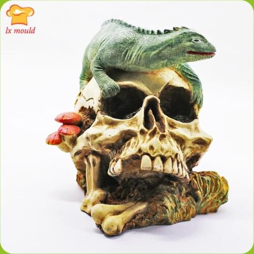 LXYY New 3D Halloween Candle Silicone Moulds Animal & Skull Home Bar Candle Decoration Lizard Skull Silicone Tools