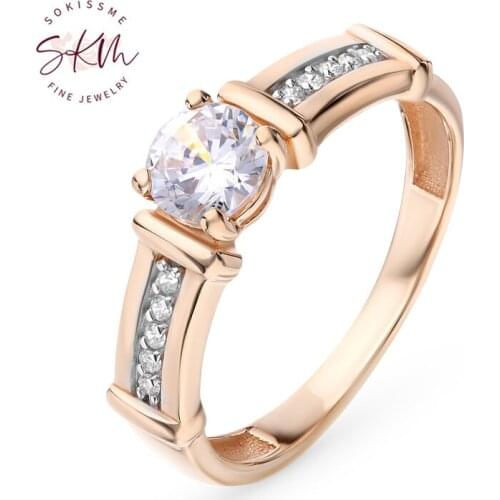SKM Vintage rings for women moissanite rings 14k rose gold engagement gift designer Anniversary Fine Jewelry