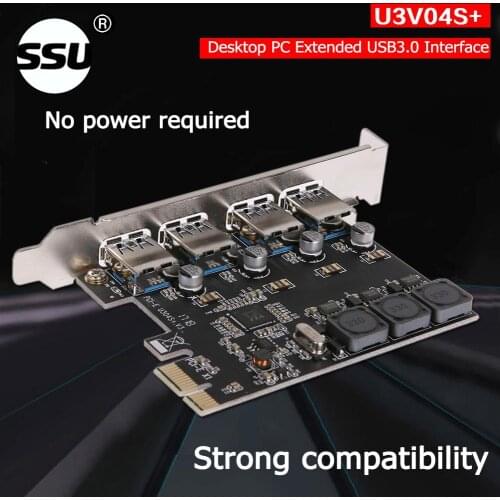 SSU U3V04S+ 4 Port USB 3.0 PCIe Expansion Card PCI Express USB Hub Adapter PCIe Expansion Card