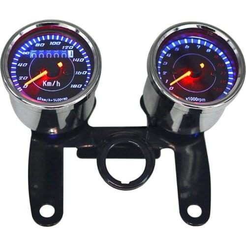Universal Motorcycle 12V Dual Odometer Speedometer Tachometer Combination Gauge LED Backlight Modification Kit