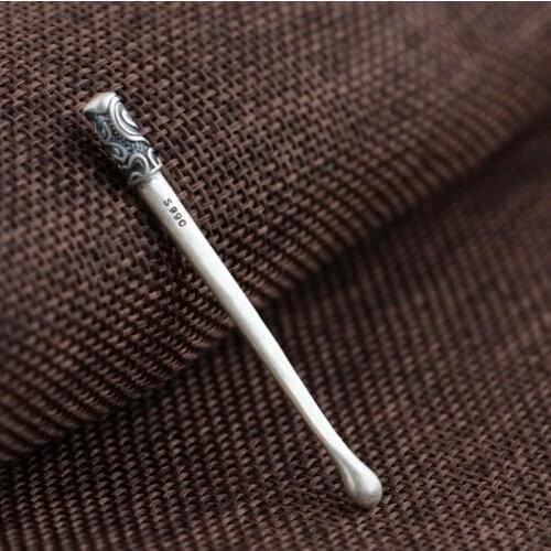 990 Sterling Silver inhibiting magic phrase Ear Pick Cleaner Earpick Earwax charm tag health A872