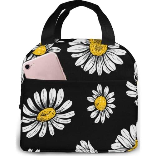 Camomile Flower Vintage Cooler Lunch Box Portable Insulated Lunch Bag Thermal Food Picnic Lunch Bags