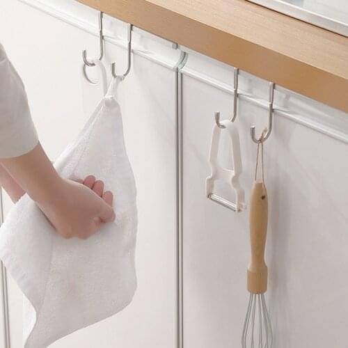 1pc Coat Hanger 304 Stainless Steel Door Back Hook S Shape Kitchen Bathroom Towel Storage Hanger