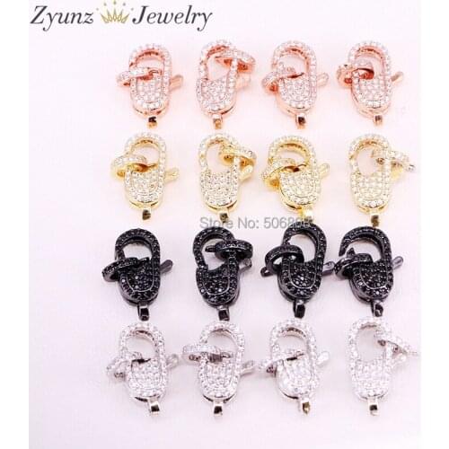 10PCS ZYZ324-9722 CZ Micro Pave Lobster Claw Clasp, Cubic Zirconia Clasp/Link Connector, Acessories