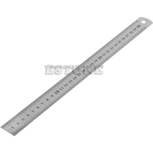 12" Double Side Stainless Steel Metric Metal Ruler Pocket Pouch Measurement 30CM