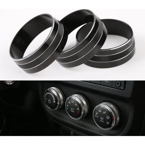 Aluminum 3pcs Air Condition Switch Button Cover Ring Trim Decoration For Compass Patriot Wrangler 2011-2015
