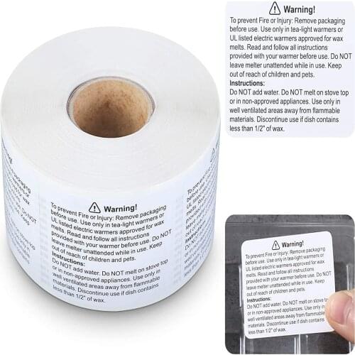 500/600 Pieces Of Candle Warning Labels Wax Melting Molds Making Soy Wax Candle Making Container 1.8 X 1.5 Inch Stickers