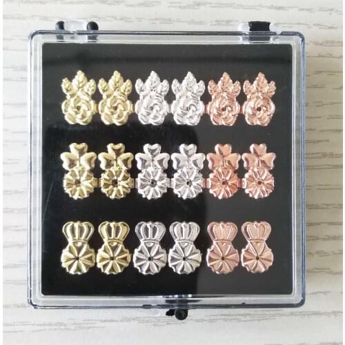 Design DIY 9 pairs/set New 925 Sterling Silver 3 Pairs Bax Earrings Back Heart Risers Firmly Supports Hypoallergenic Crown