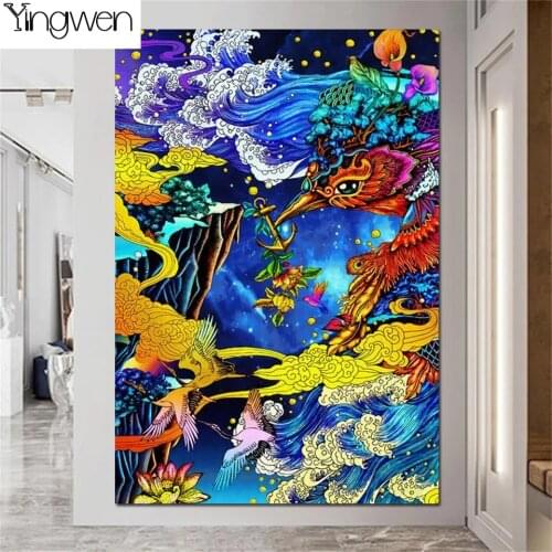 DIY 5D Full Diamond Painting Phoenix Beads Embroidery Guochao Illustration Mosaic Fantasy Cross Stitch Kits Art Stickers Decor