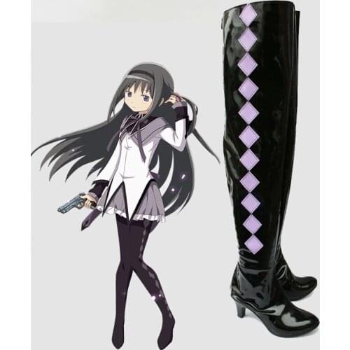 Puella Magi Madoka Magica Akemi Homura Anime Cosplay High Heels Shoes Boots Halloween Carnival Party Accessories Custom Made