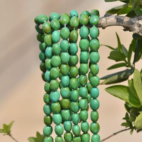 Joanlyn Natural Vintage Turquoise Egg Shape Beads 9x11x7mm/11x13x9mm Oval 15 Inch Strand TQ59