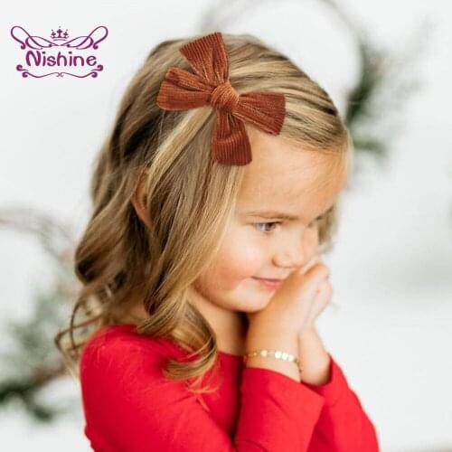 Nishine Cute Princess Bangs Hairpin Fashion Print Bowknot Infant Hair Clips DIY Children Headwear Baby Accessories Birthday Gift